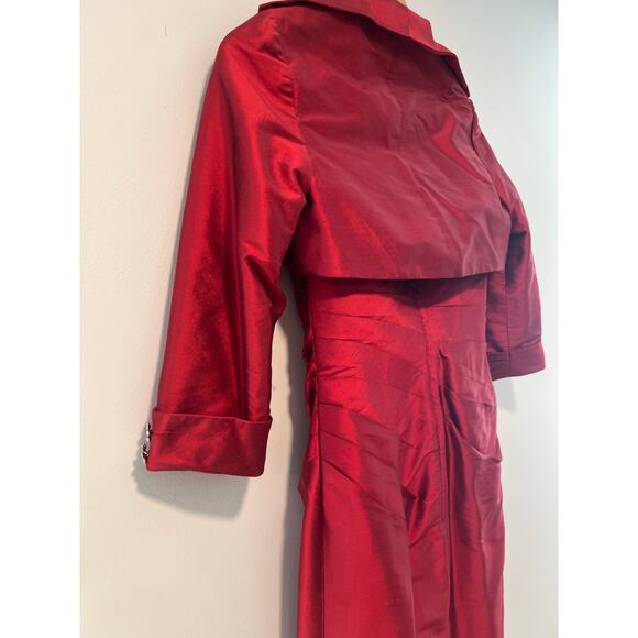 Montage Evening Mother Of The Bride Dress & Jacket Cherry Red Size 8 JL - Picture 11 of 13
